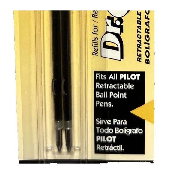 Pilot Refills Dr Grip Med Black 2Pack 77227 Fits Any Pilot Retractable Ballpoint - Picture 3 of 6